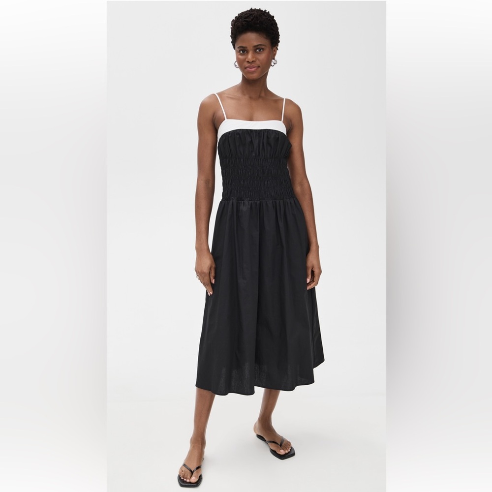 Moon River Black and White Midi Dress